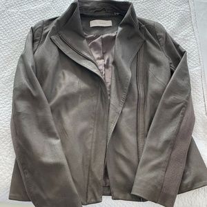 T Tahari Kelly Asymmetric Leather Jacket Taupe (M)
